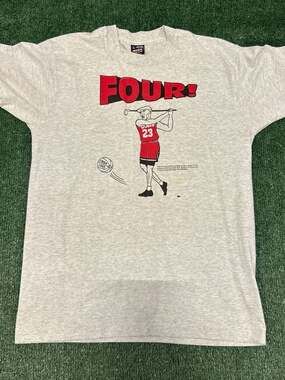 Vintage 90s Michael Jordan FOUR! Golf Parody T-Shirt Chicago Bulls